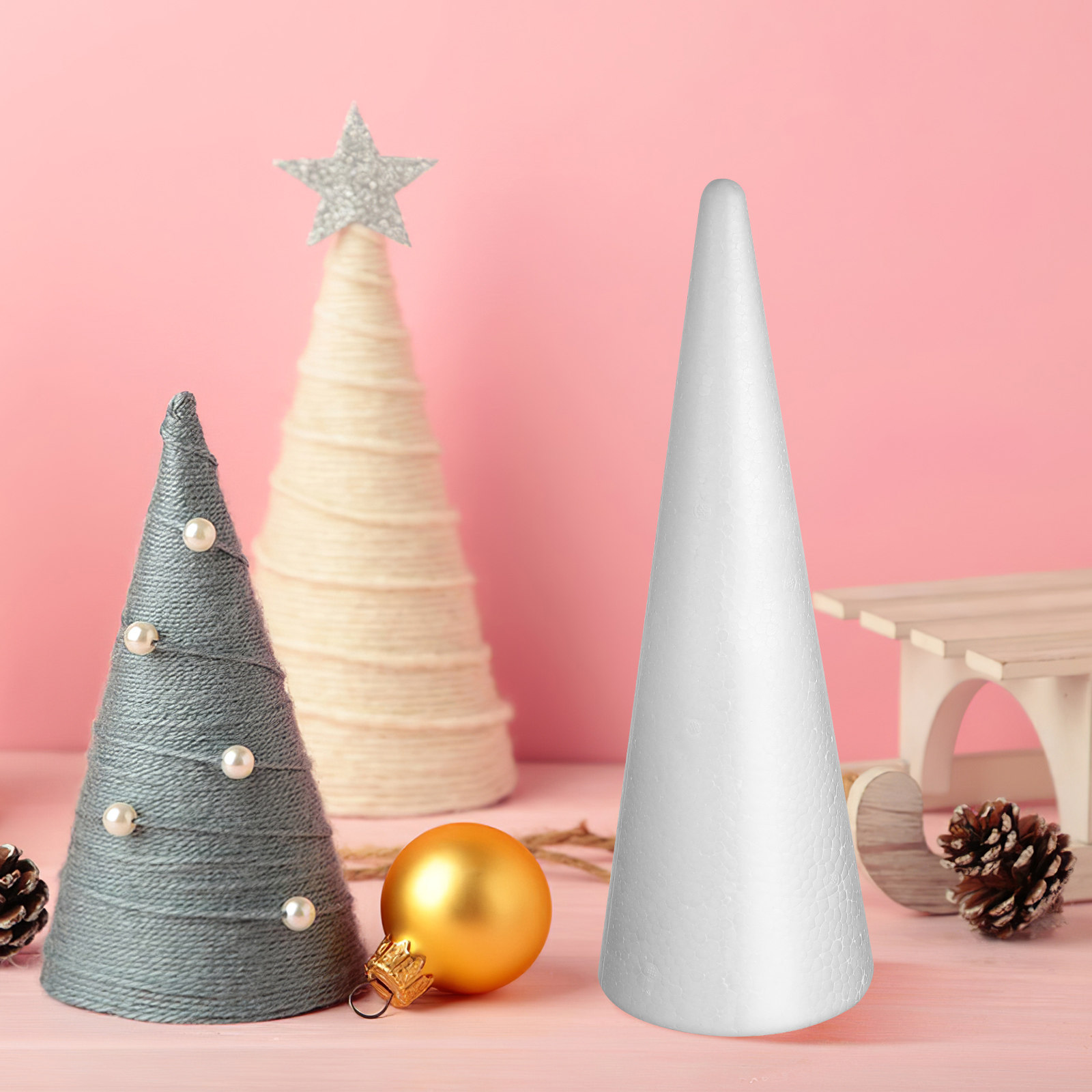 Wedding Floral Supply - 2Pcs Foam Cone White Cone Shaped
